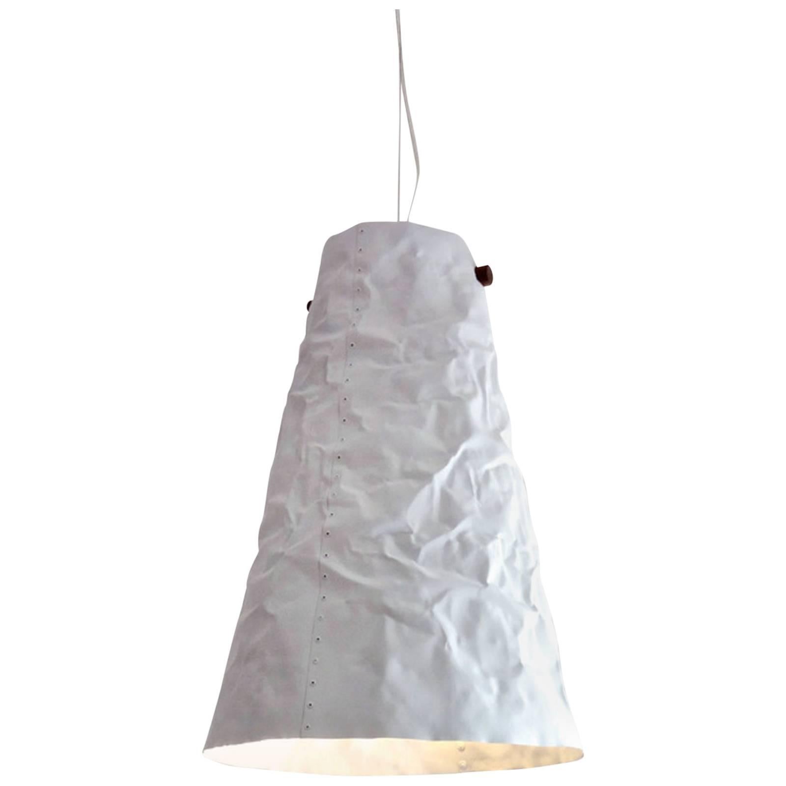 Ono Distressed Aluminium Pendant Light, Matte White For Sale