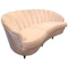 Beautiful Antic Reupholstered White Velvet Three Seats Italian Sofa 9
