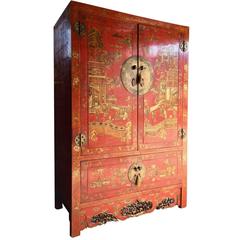 Vintage Chinese Wardrobe Cupboard Cabinet Dresser Shanxi Chinoiserie Lacquered