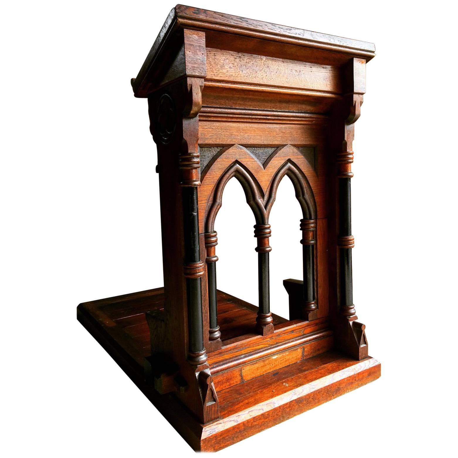 Antique Solid Oak Bible Stand Lectern Gothic Victorian, 19th Century Pugin 1870