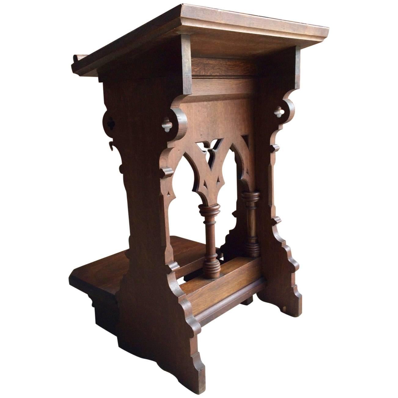 Antique Solid Oak Bible Stand Lectern Gothic Victorian 19th Century Pugin, 1870