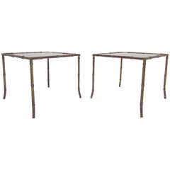 Pair of Hollywood Regency Gilded Faux Bamboo End Tables, Manner of Maison Bagues 9