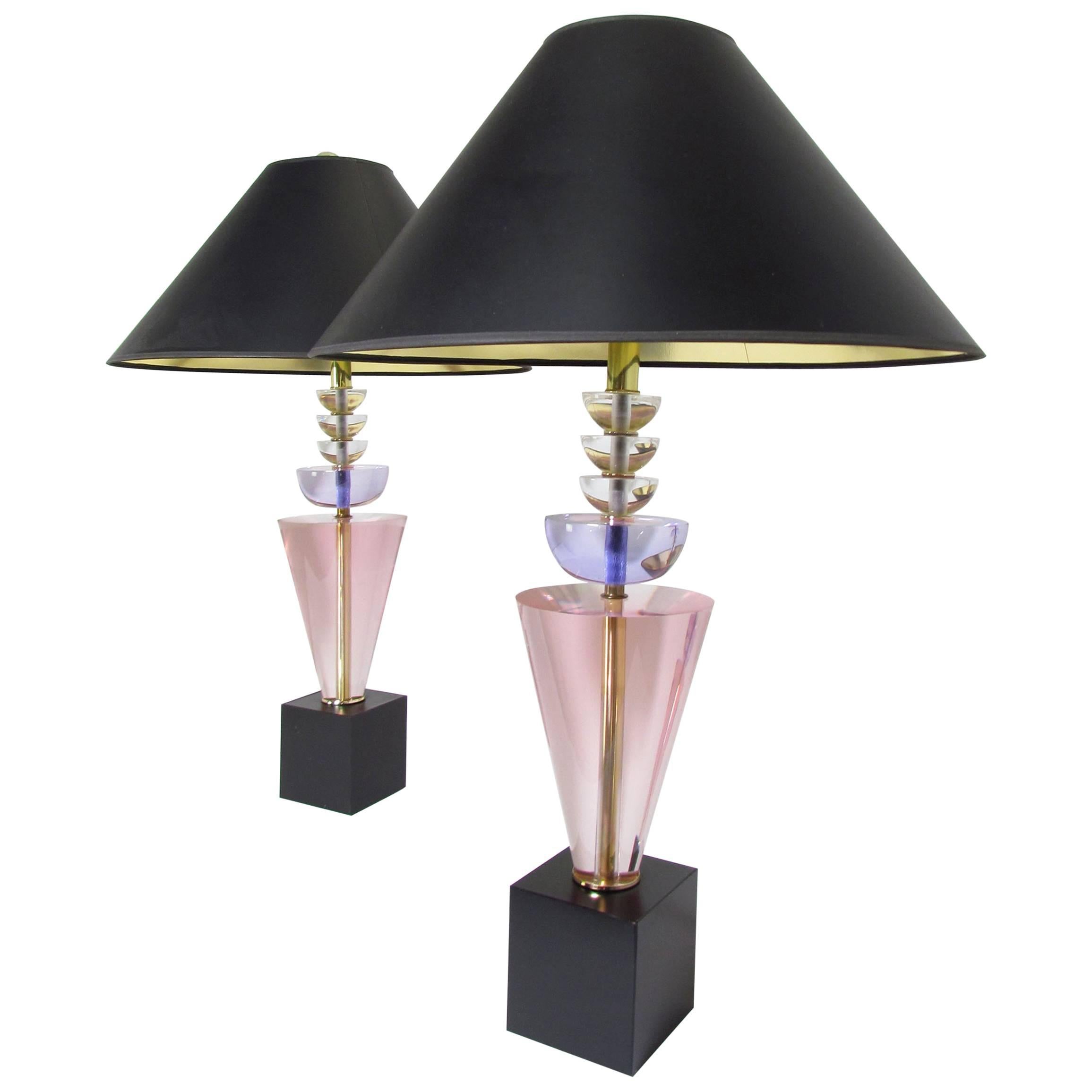 Pair of Lucite Table Lamps by Van Teal, circa 1970s