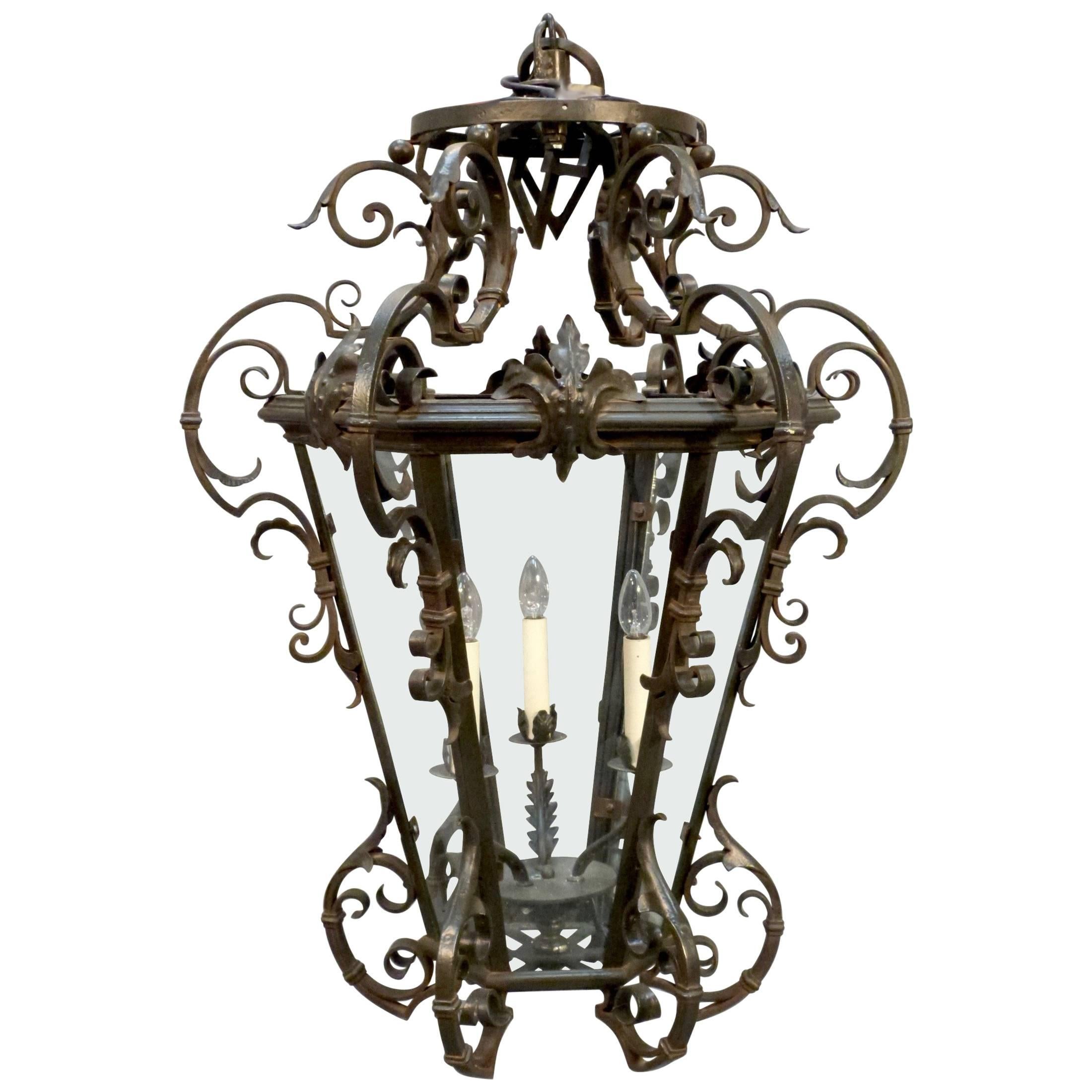 Impressive Wrought Iron Lantern For Sale