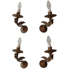 Four Cast Bronze Winged Dragon Italian Sconces