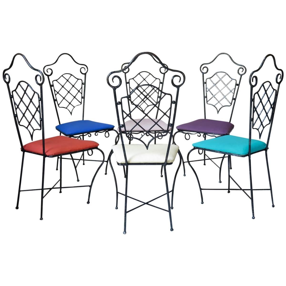 Six Chairs Attributed to René Prou, France, 1940s For Sale