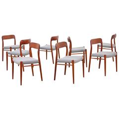 Set of Eight Teak Dining Chairs by Niels O. Møller, Denmark, 1960s
