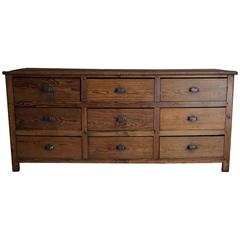 Vintage French Pine Apothecary Cabinet, 1930s
