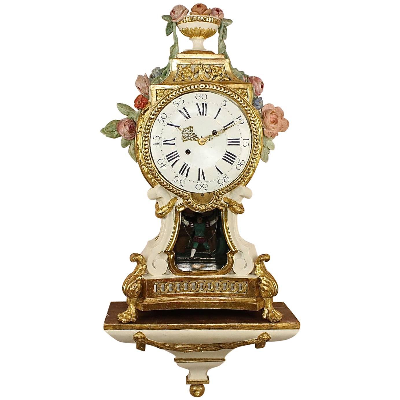Large Late 18th Century Prussian Painted and Parcel-Gilt Sonnerie Bracket Clock