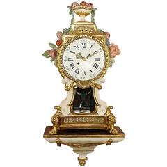 Antique Large Late 18th Century Prussian Painted and Parcel-Gilt Sonnerie Bracket Clock