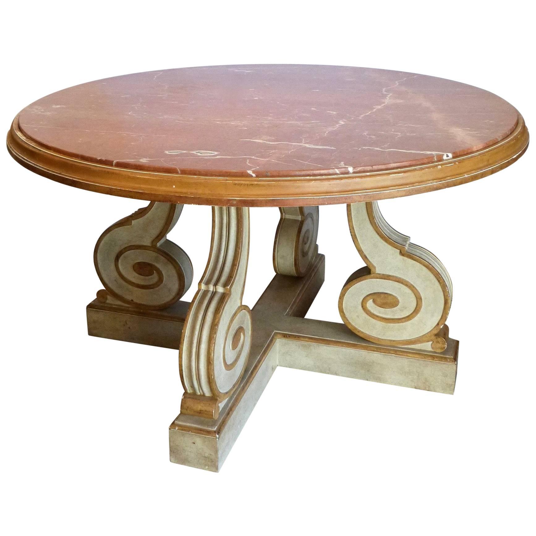 Mid-20 Century Painted Centre Table with Marble Top For Sale