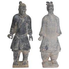 Pair of Chinese Terra Cotta Warriors or Soldiers