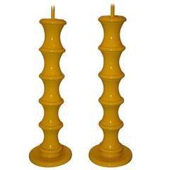 Pair of Large Yellow Lamps