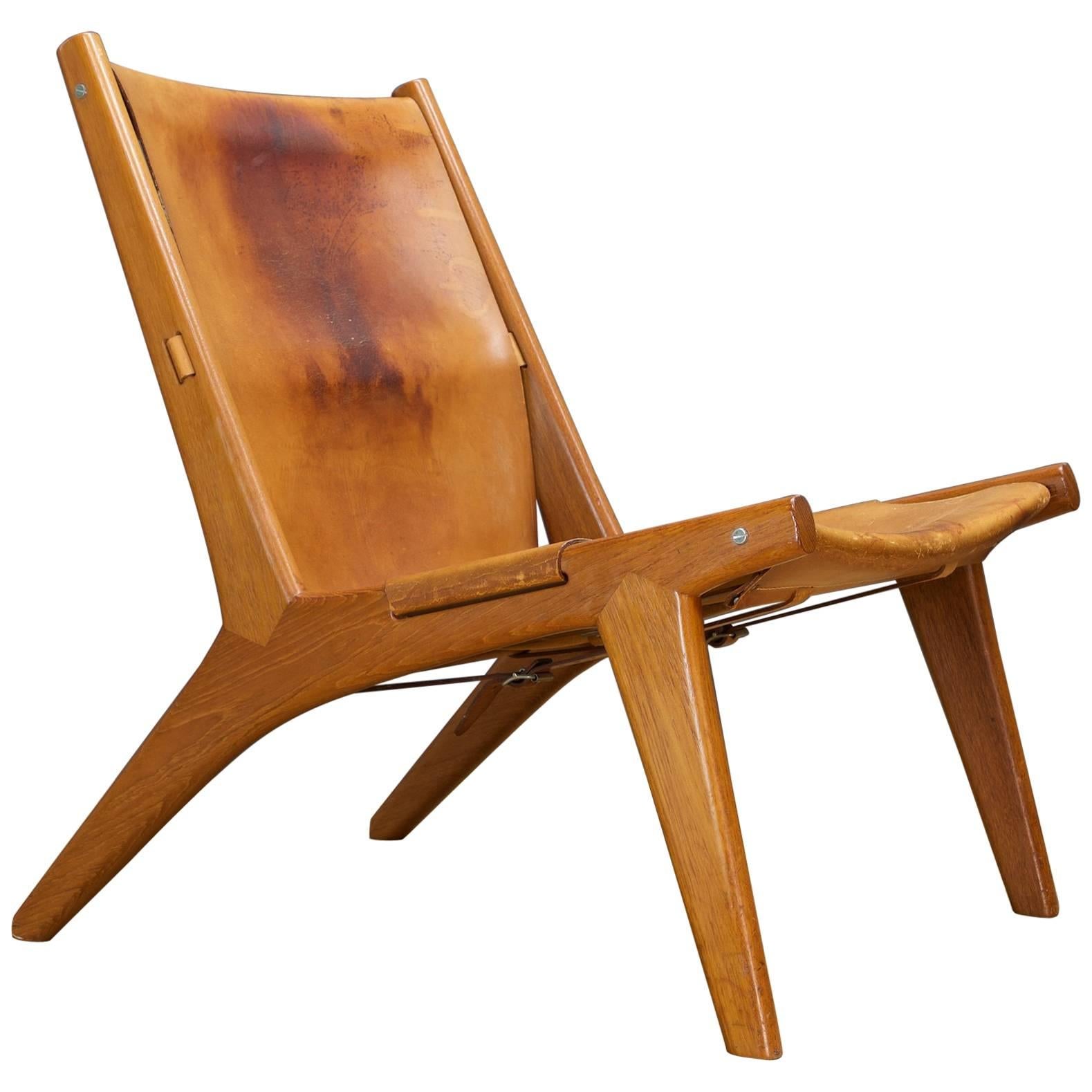 Hunting Lounge Chair by Uno & Osten Kristiansson in Oak Leather Sling
