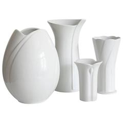 Set of Four White Porcelain Vases by Arzberg Bavaria, Germany, 1960s 11
