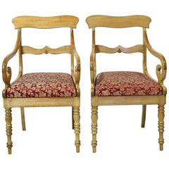 Pair of 19th Century Swedish Empire Armchairs in Walnut with Upholstered Seats 12