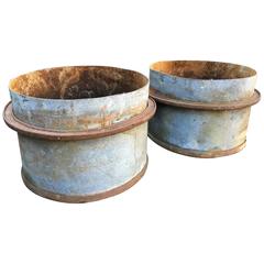 Vintage Pair of French Industrial Tub Planters