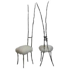 Pair of Unique Sculptural Artist Bronze Chairs