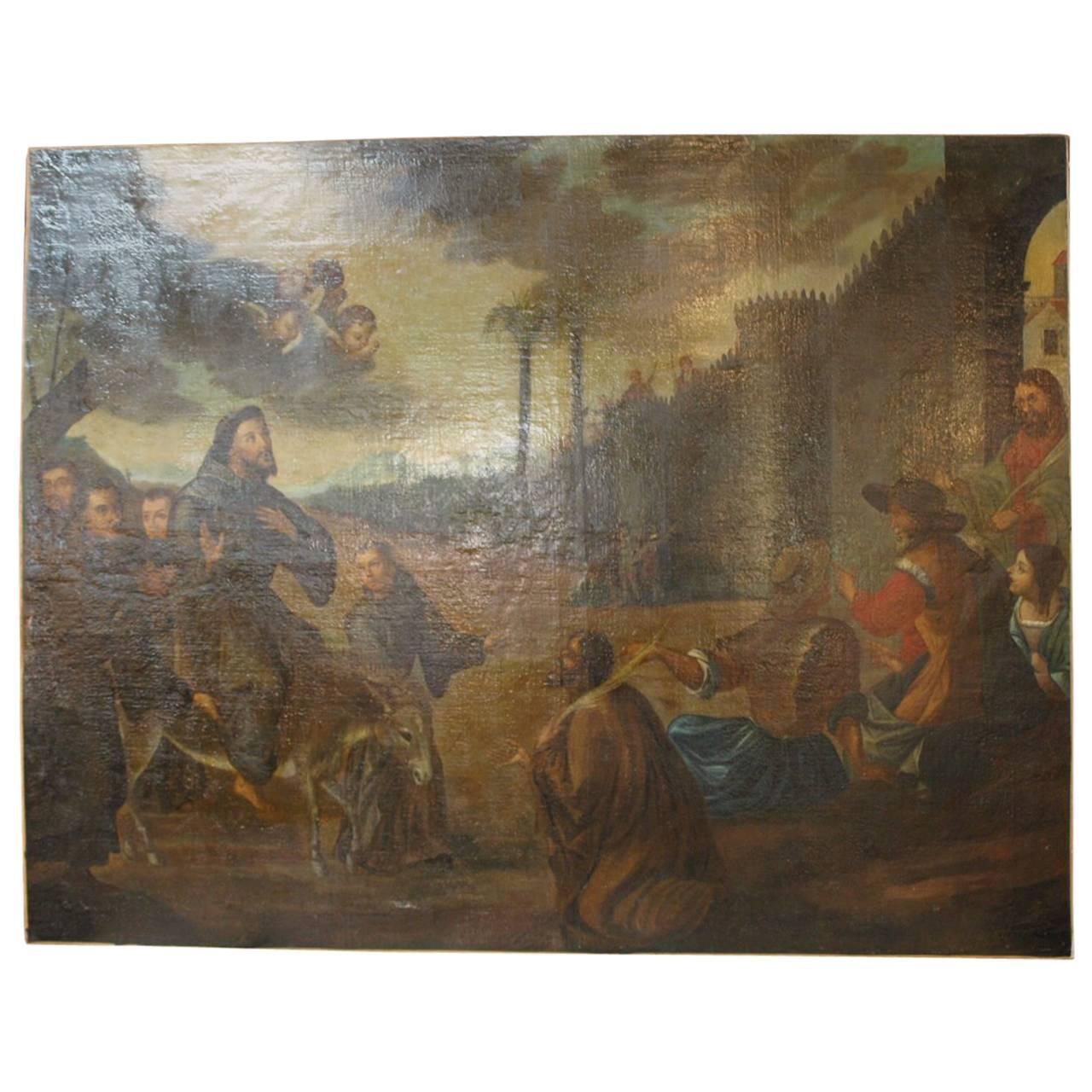 Monumental Spanish 17th Century Painting of Saint Francis