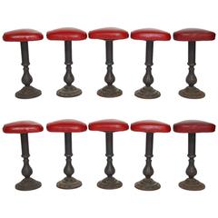 Set of Five Victorian Cast Iron Parlor Barstools