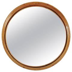 Great Rattan Circular Mirror, Attributed to Franco Albini, Italy, 1960s-1970s