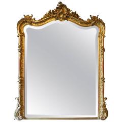 French Rococo Gold Gilt Overmantel Mirror