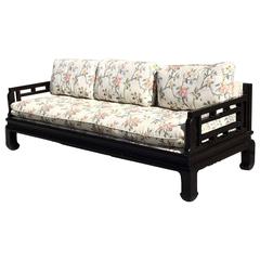 Vintage Black Lacquer Sofa Style of Michael Taylor for Baker 2