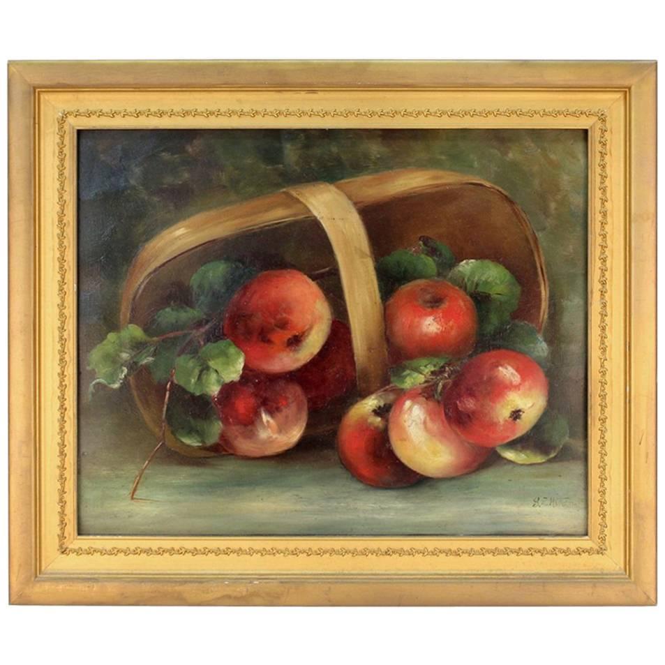 19th Century Still Life on Tin, Signed by Susan E. Athearn