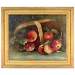 Antique 19th Century Still Life on Tin, Signed by Susan E. Athearn