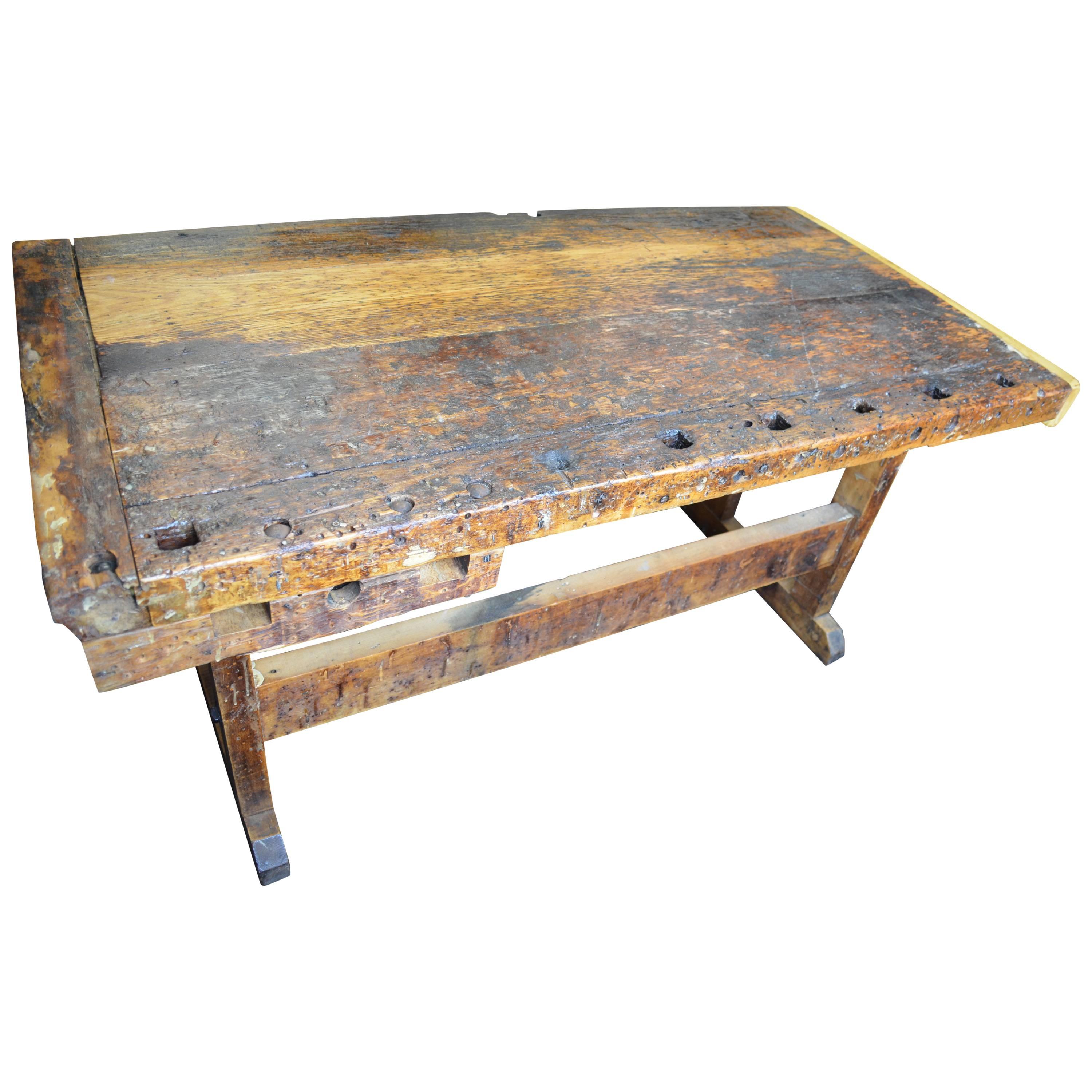 Primitive Wooden Workbench, Late 1800s
