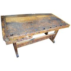 Primitive Wooden Workbench, Late 1800s