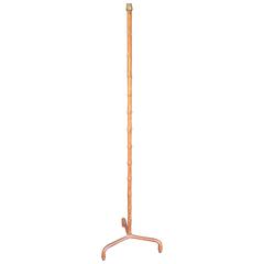 1940s Light Brown Leather Floor Lamp by Jacques Adnet