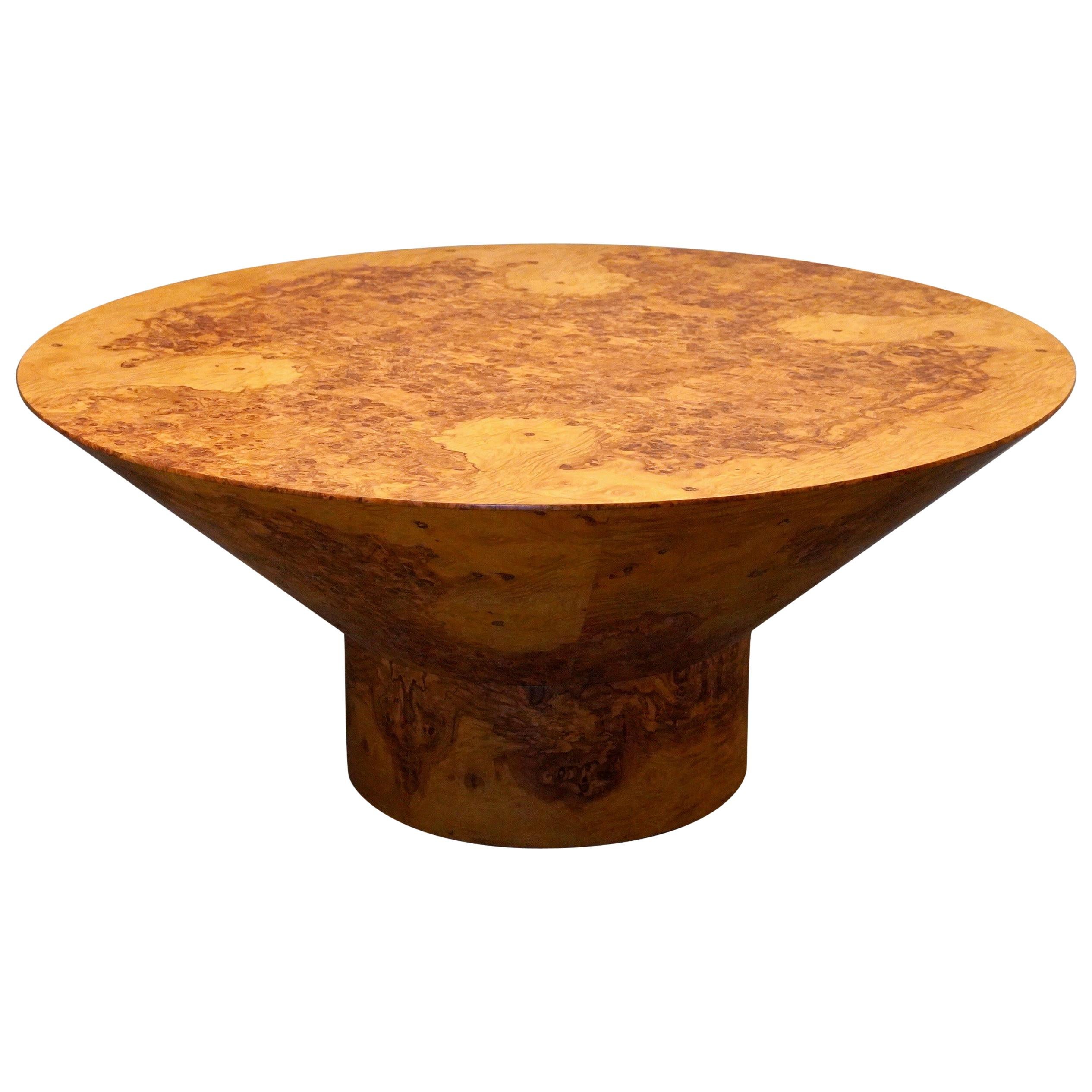 Midcentury Round Olive Burl Wood Table, 1920