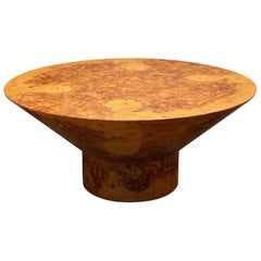 Midcentury Round Olive Burl Wood Table, 1920