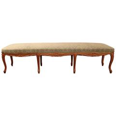 19th Century French Louis XV Carved Walnut Eight-Leg Backless Bench