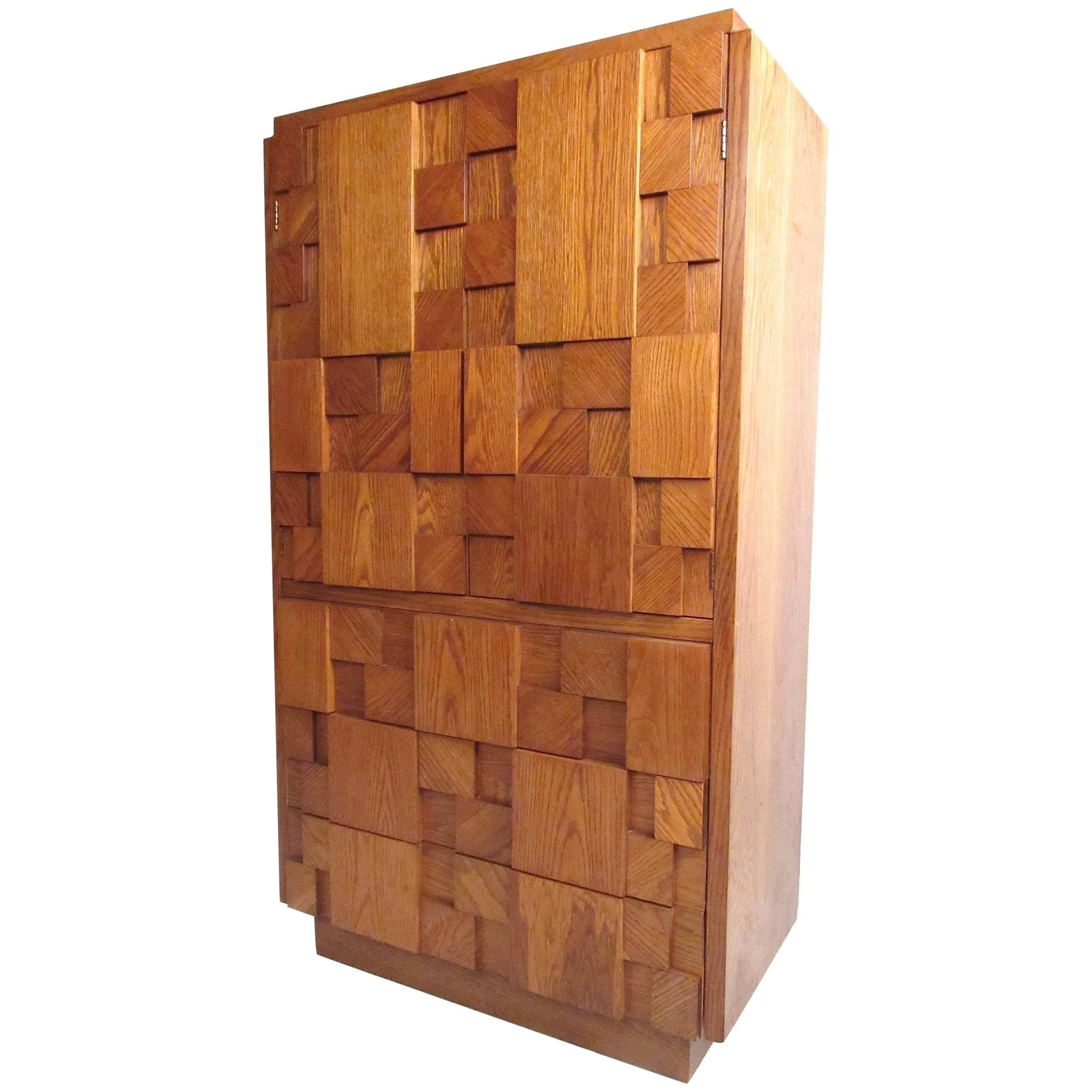 Mid-Century Brutalist Armoire by Lane