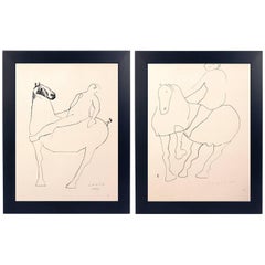 Pair of Marino Marini Horse and Rider Lithographs