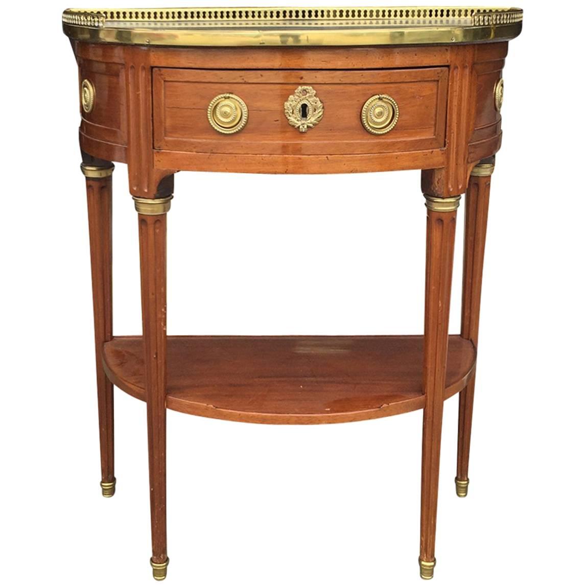 18th-19th Century Louis XVI Style Marble-Top and Brass-Mounted Mahogany Console