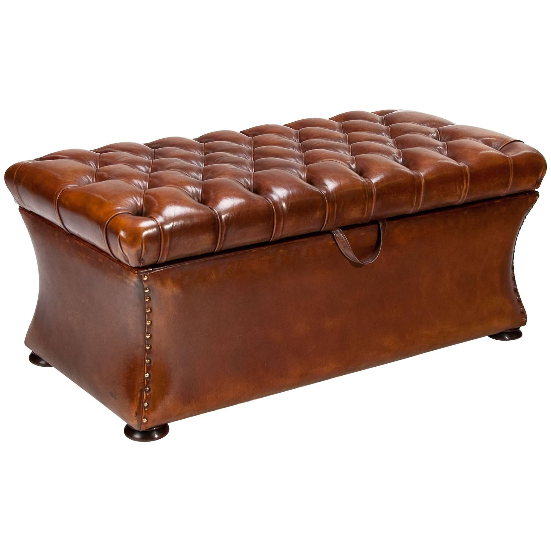 Quality 19th Century Shaped Leather Ottoman