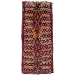 Raspberry Vintage Berber Moroccan Rug with Modern Tribal Style