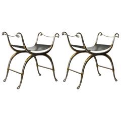 Rare Pair of Stools by Maison Baguès