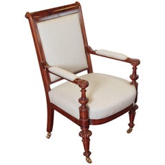 Louis Philippe Upholstered Mahogany Fauteuil, Mid-19th Century