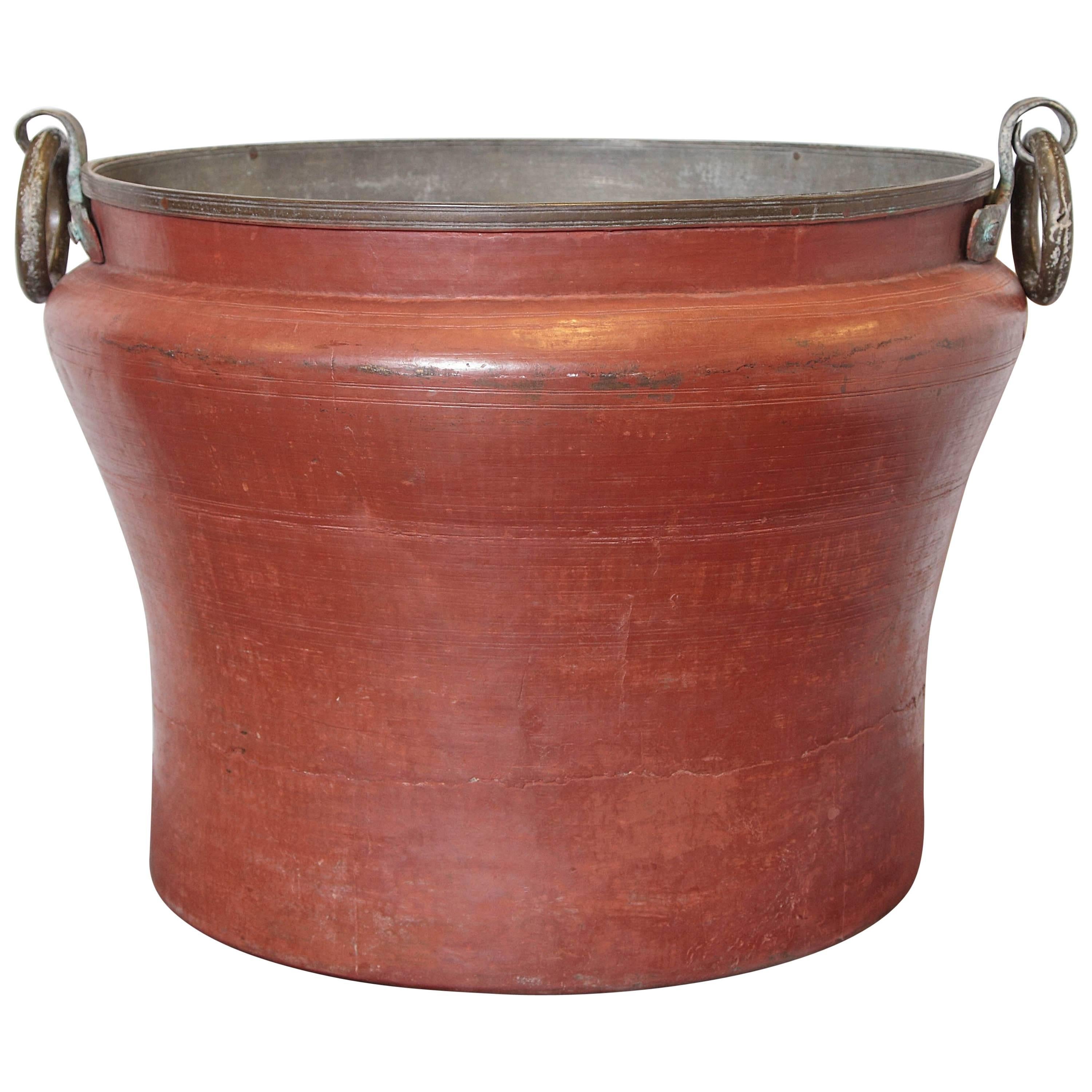 Copper Pot Massive with Forged Metal Handles