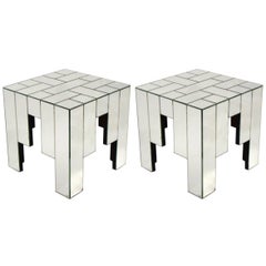 Pair of Mirrored Side Tables Designed by Jacques Grange for Carl, 1975, France