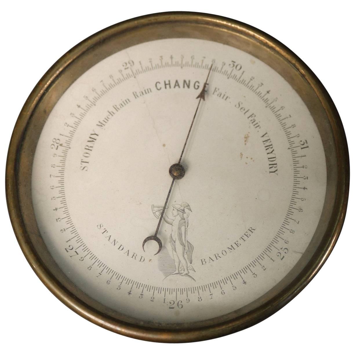 19th Century Barometer in Brass Case