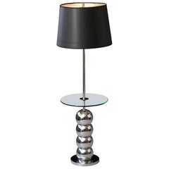 George Kovacs Stacked Chrome Ball Floor Lamp with Integrated Glass Table