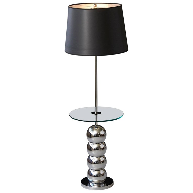 Kovacs Stacked Chrome Ball Floor Lamp with Integrated Glass