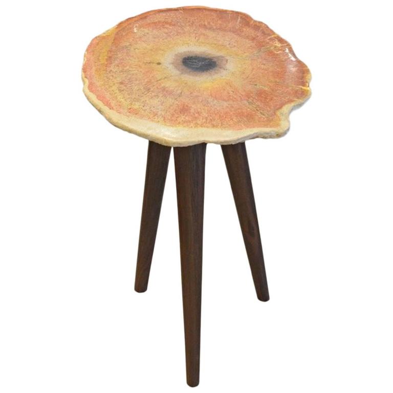Palm Petrified Wood Side Table For Sale at 1stdibs
