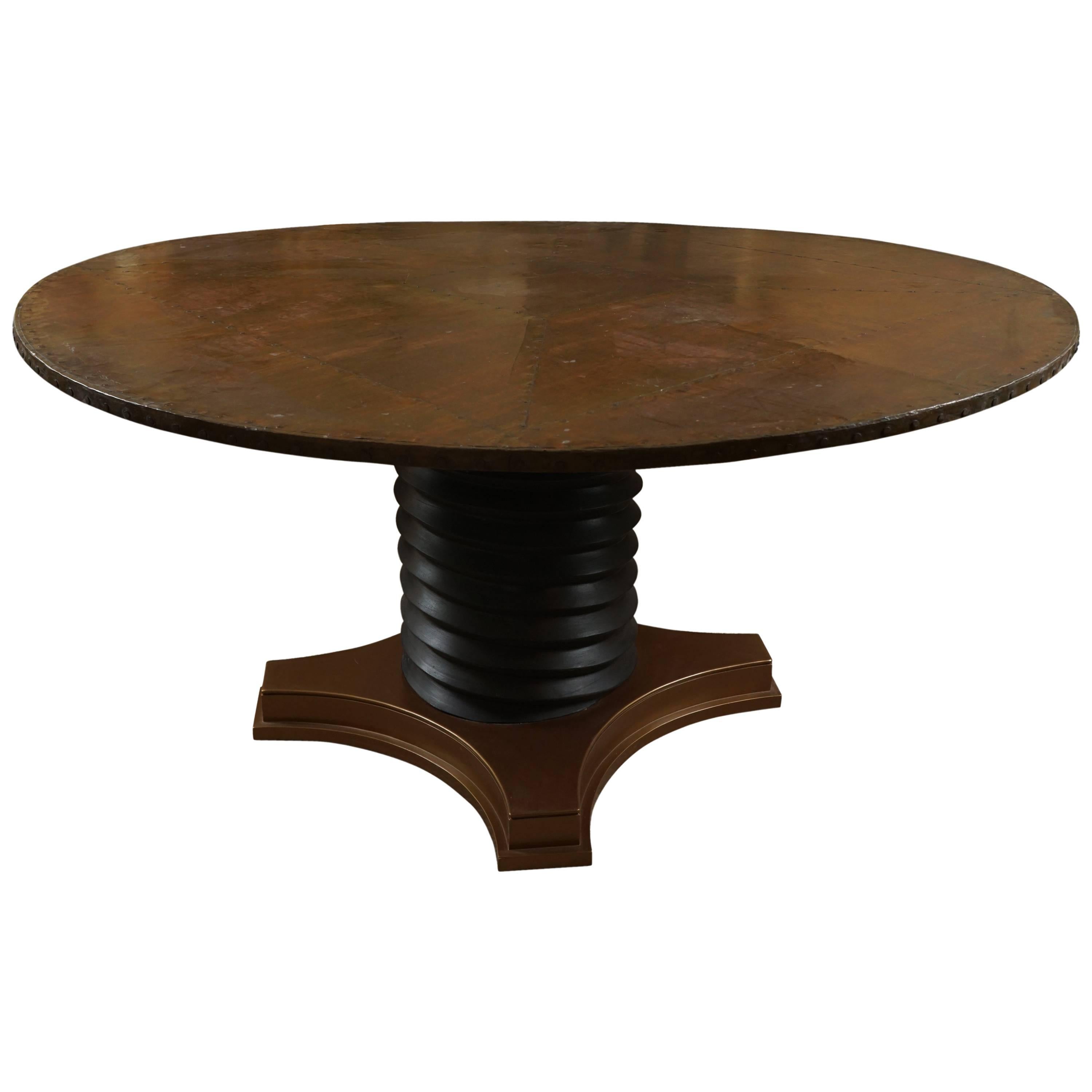 Round Copper Top Dining Table For Sale