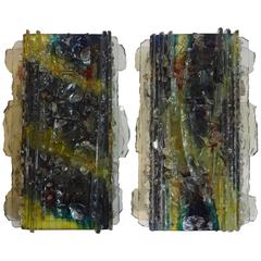 Pair of Multicolored Applied Glass Sconces by A. Lankhorst for RAAK Amsterdam
